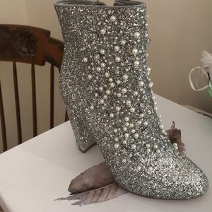 Jessica Simpson Silver Glitter Booties